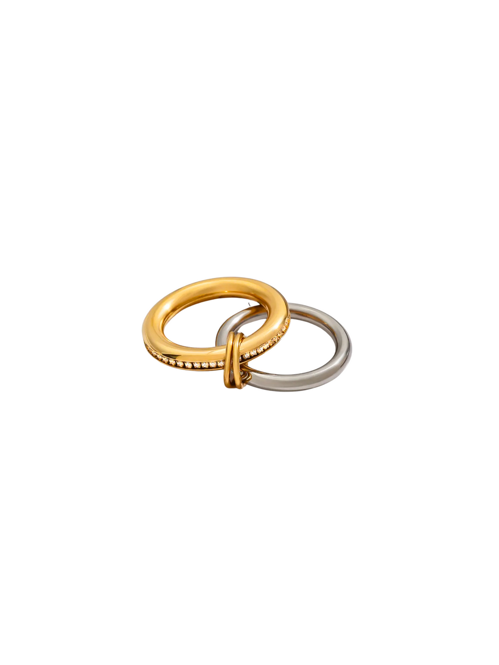 Anillo Doble Argolla Combinado Zirconias