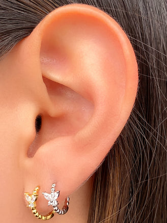 Arracada Bolitas Con Mariposa Zirconias