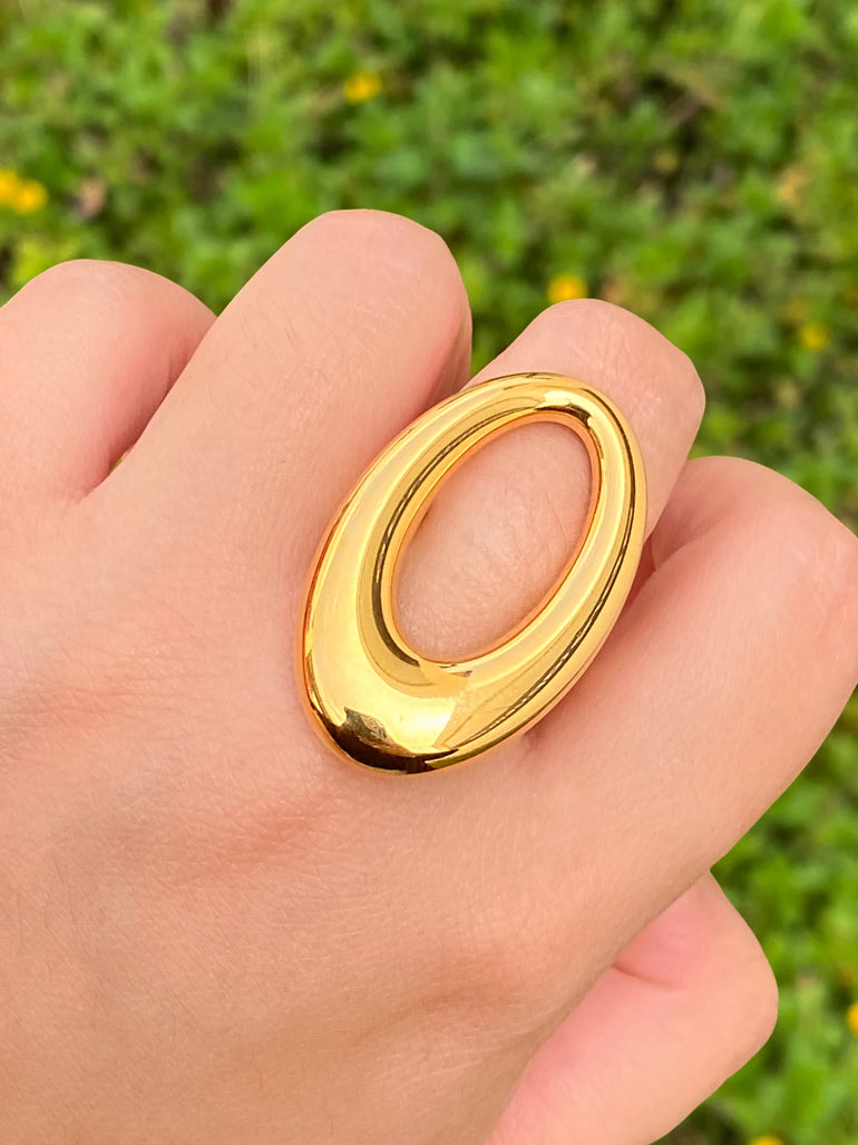 Anillo Ovalo Alargado Chunky