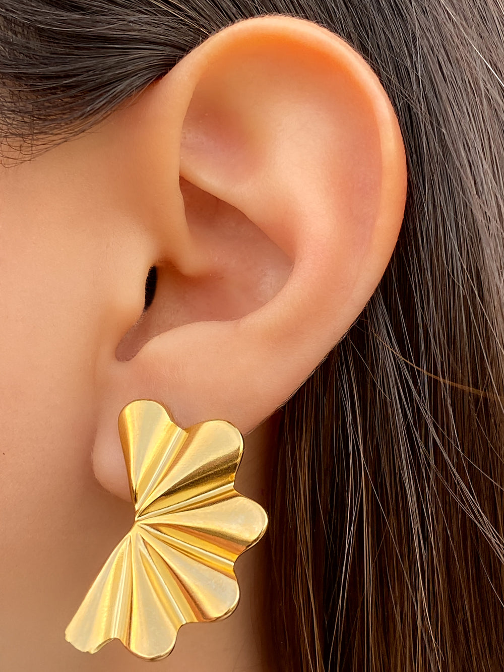 Par Arete Medio Circulo Dorado