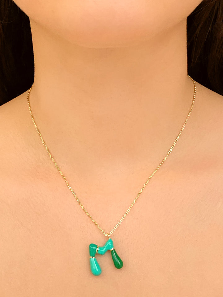 Collar Con Inicial M Verde