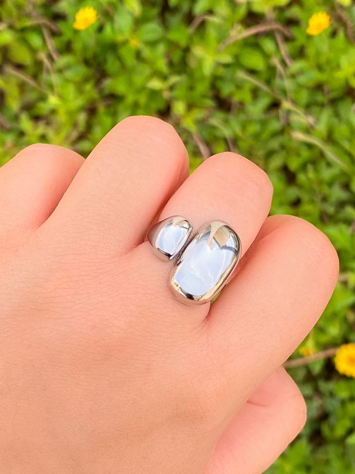 Anillo Abierto Doble Gota Chunky