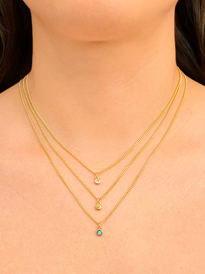 Personaliza Tu Collar Dije Birthstone Redondo