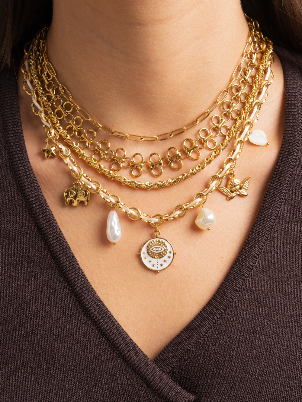 Collar Eslabones Circulares Entrelazados