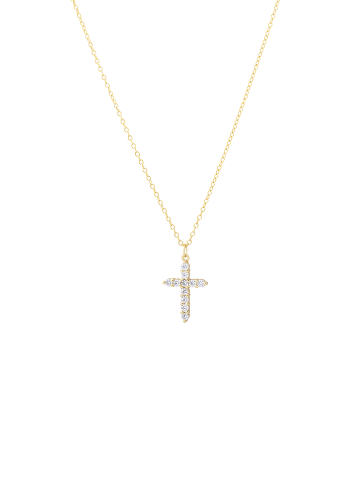 Collar Delgado Con Cruz Zirconias