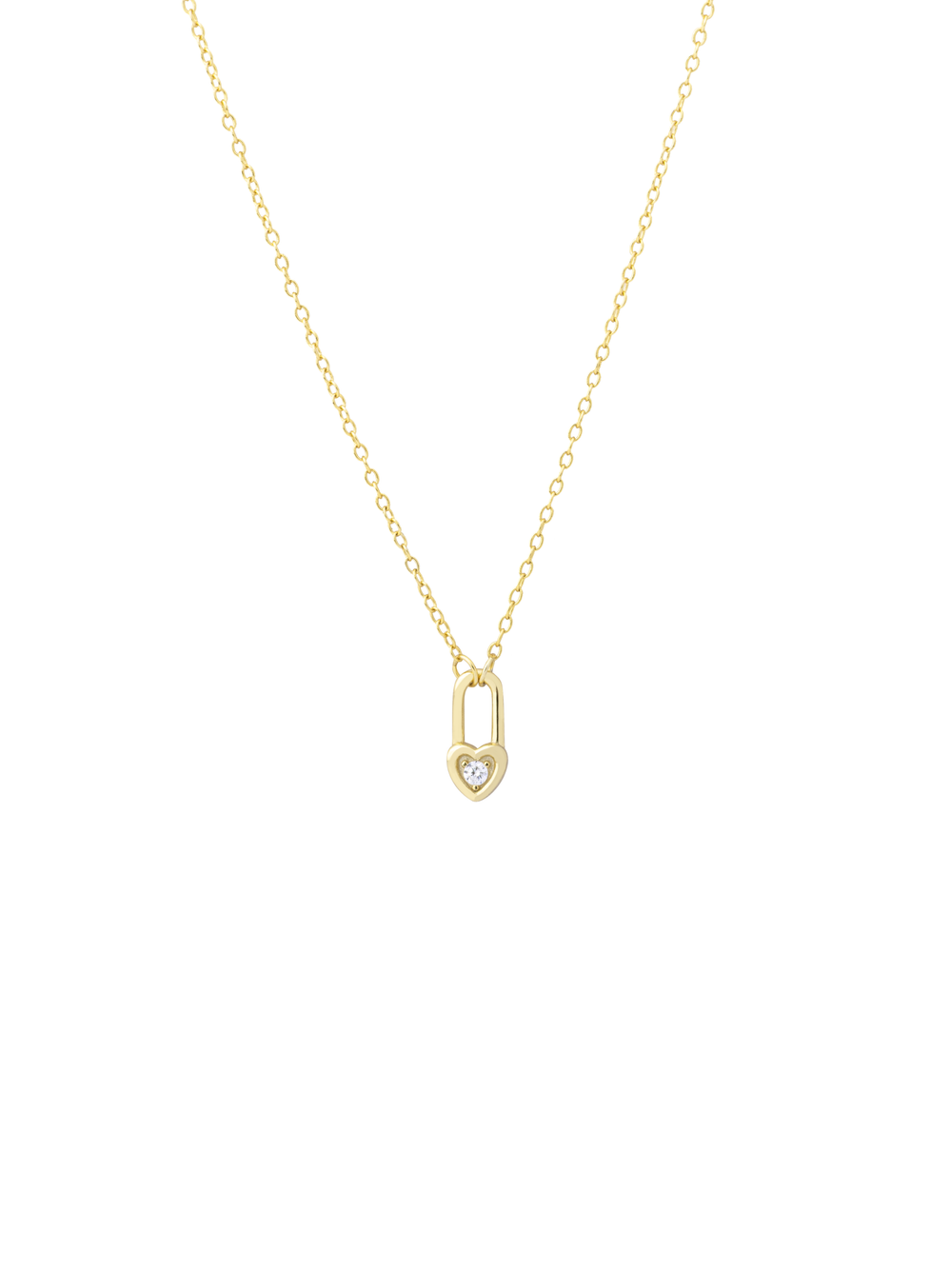 Collar Dije Candado Corazon Zirconia