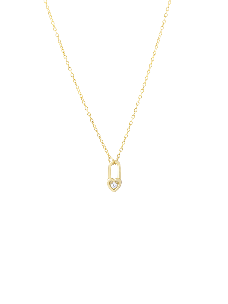Collar Dije Candado Corazon Zirconia