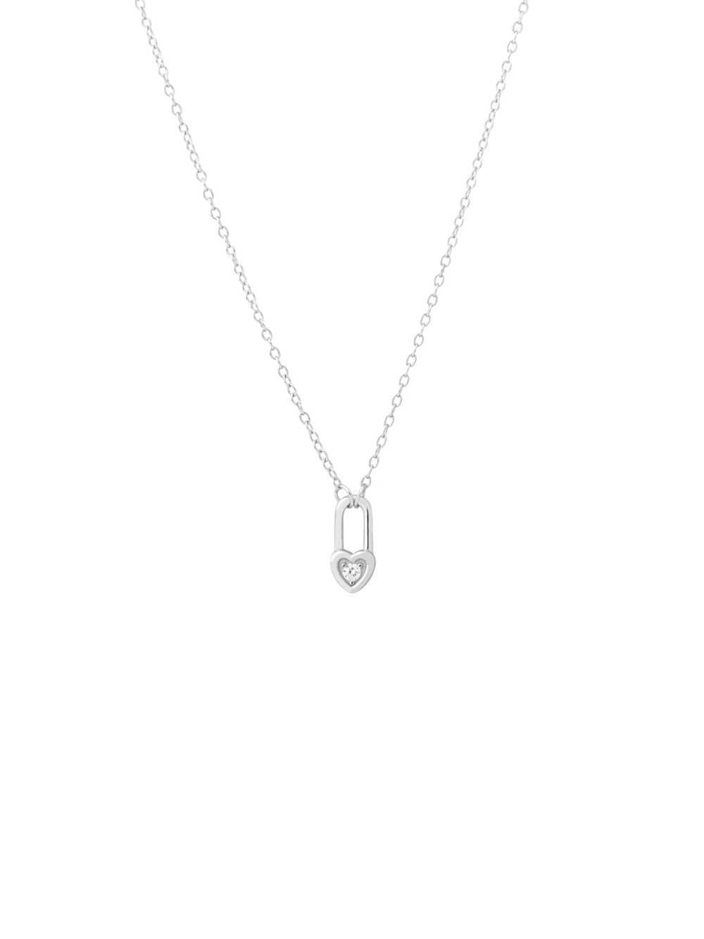 Collar Dije Candado Corazon Zirconia