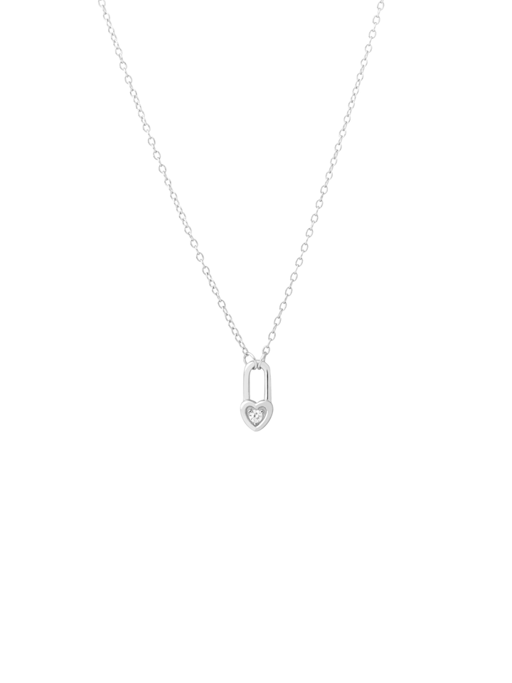 Collar Dije Candado Corazon Zirconia
