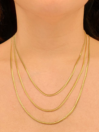 Cadena Delgada Eslabon Cubano 2.6 mm Oro 14k