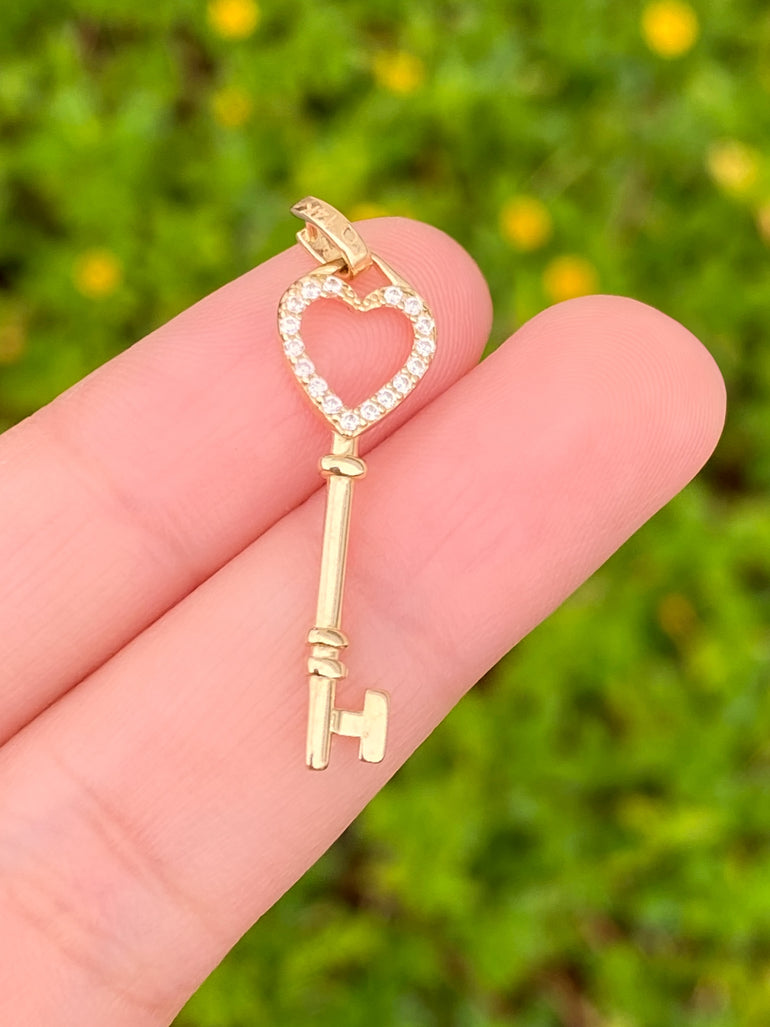 Dije Llave Corazon Oro 14k