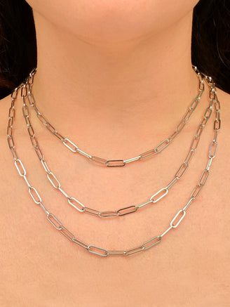 Cadena Eslabon Tipo Clip Oro Blanco 14k