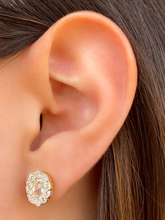 Par Arete Ovalado Con Zirconias