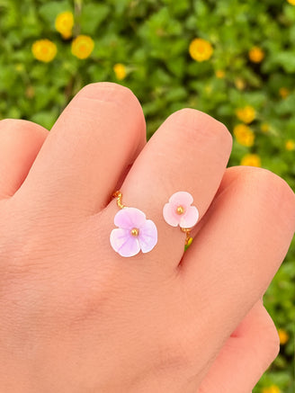 Anillo Doble Flor Semi Ajustable