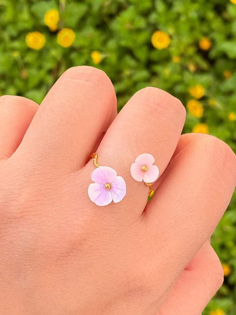 Anillo Doble Flor Semi Ajustable