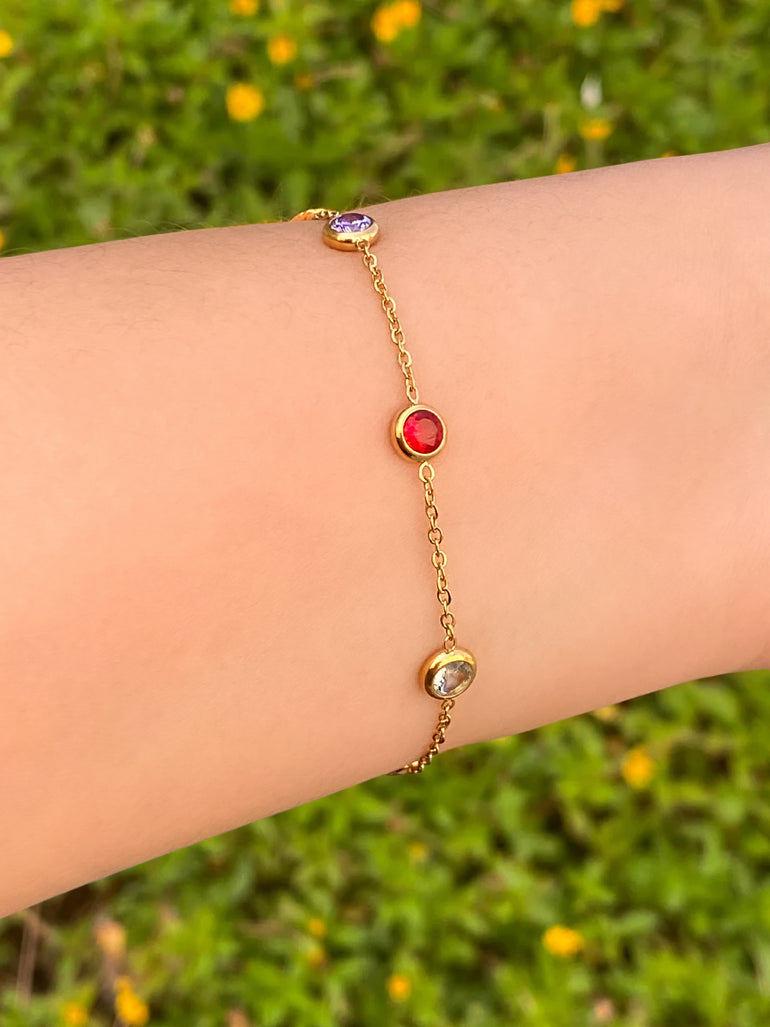 Pulsera Con Zirconias Redondas De Colores