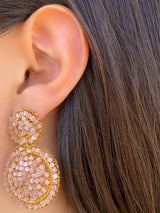Par Arete Dos Círculos Rosas