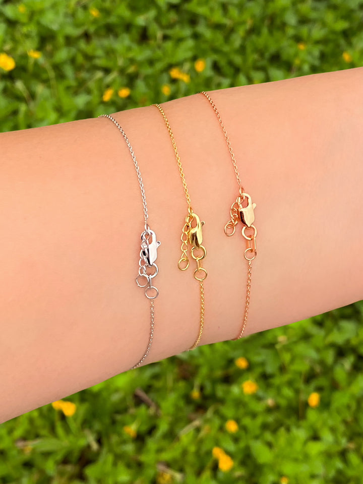 Pulsera Delgada Con Cruz Oro 14k