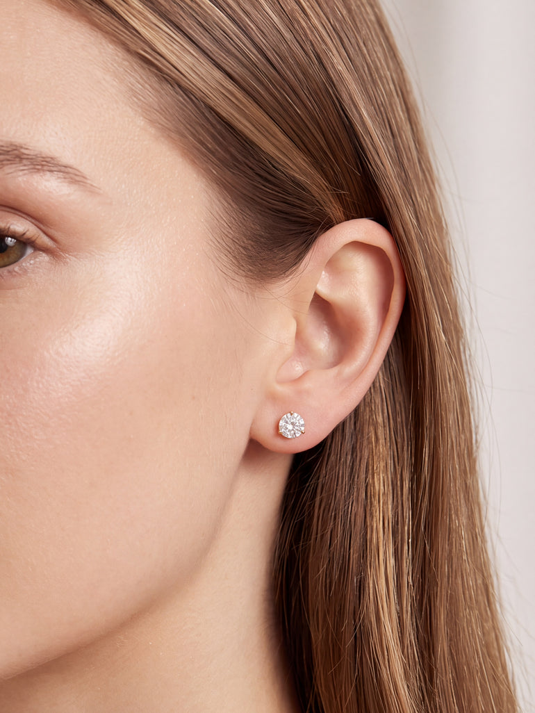 Par Arete Diamantes Lab-Grown Solitario Corte Redondo 2 Ct