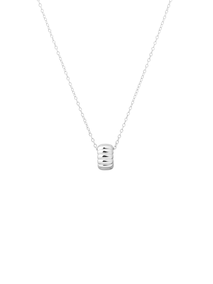 Collar Dije Cilindro Plano con Lineas