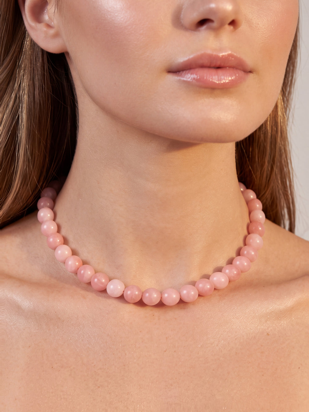 Choker Bolitas Piedra Natural 10 mm