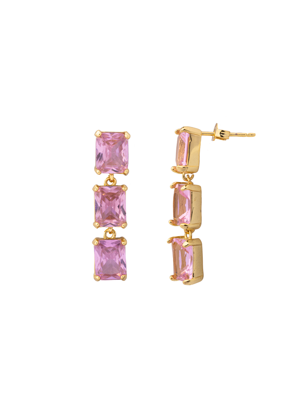 Par Arete Tira Triple Baguette Colores