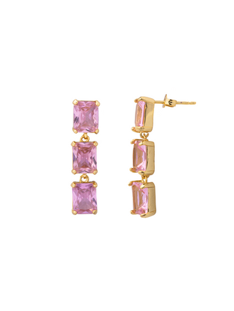 Par Arete Tira Triple Baguette Colores