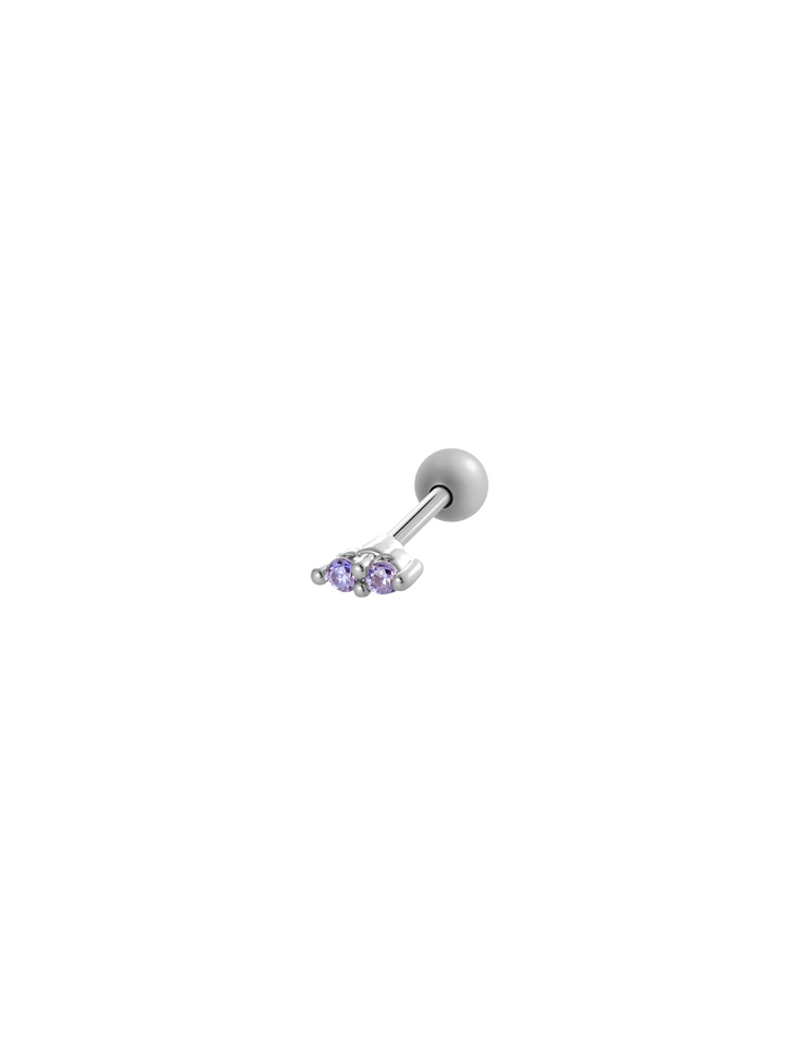 Arete Doble Zirconia Primera Perforacion Acero Inoxidable