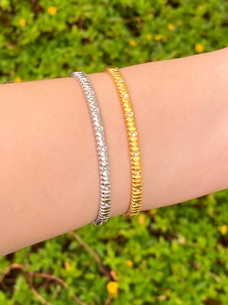 Brazalete Ovalos Con Zirconia 4 mm