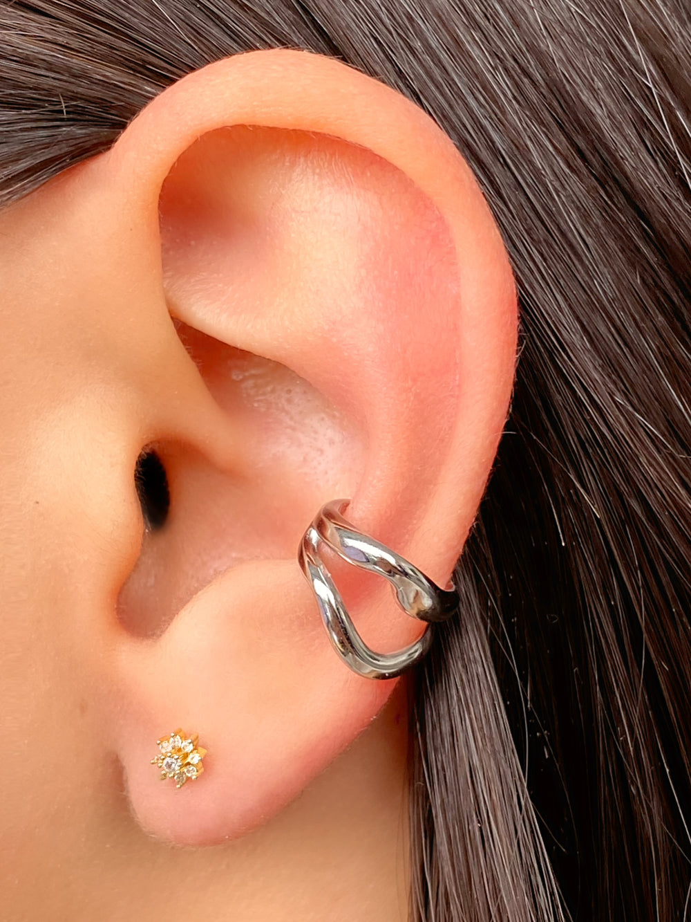 Ear Cuff Doble Linea Ondulado