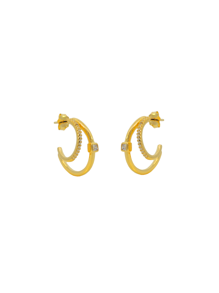 Par Semi Arracada Doble Con Zirconia