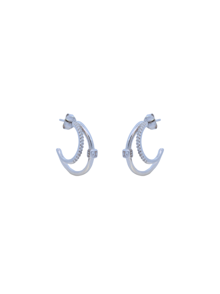 Par Semi Arracada Doble Con Zirconia