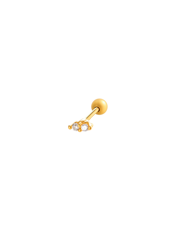 Arete Doble Zirconia Primera Perforacion Acero Inoxidable