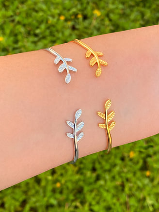 Brazalete Abierto Con Dos Hojas