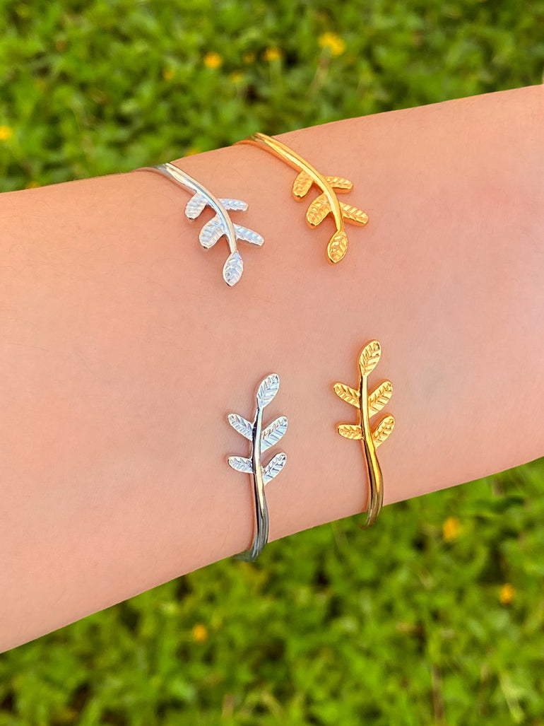 Brazalete Abierto Con Dos Hojas