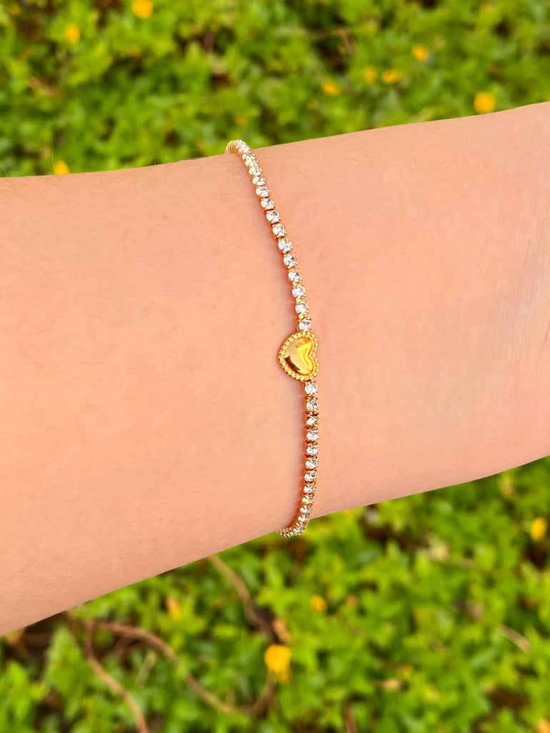 Pulsera Zirconias Con Corazon