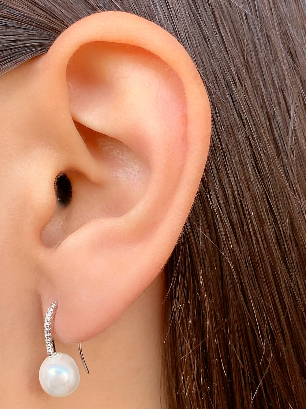 Par Arete Colgante Zirconias Con Perla