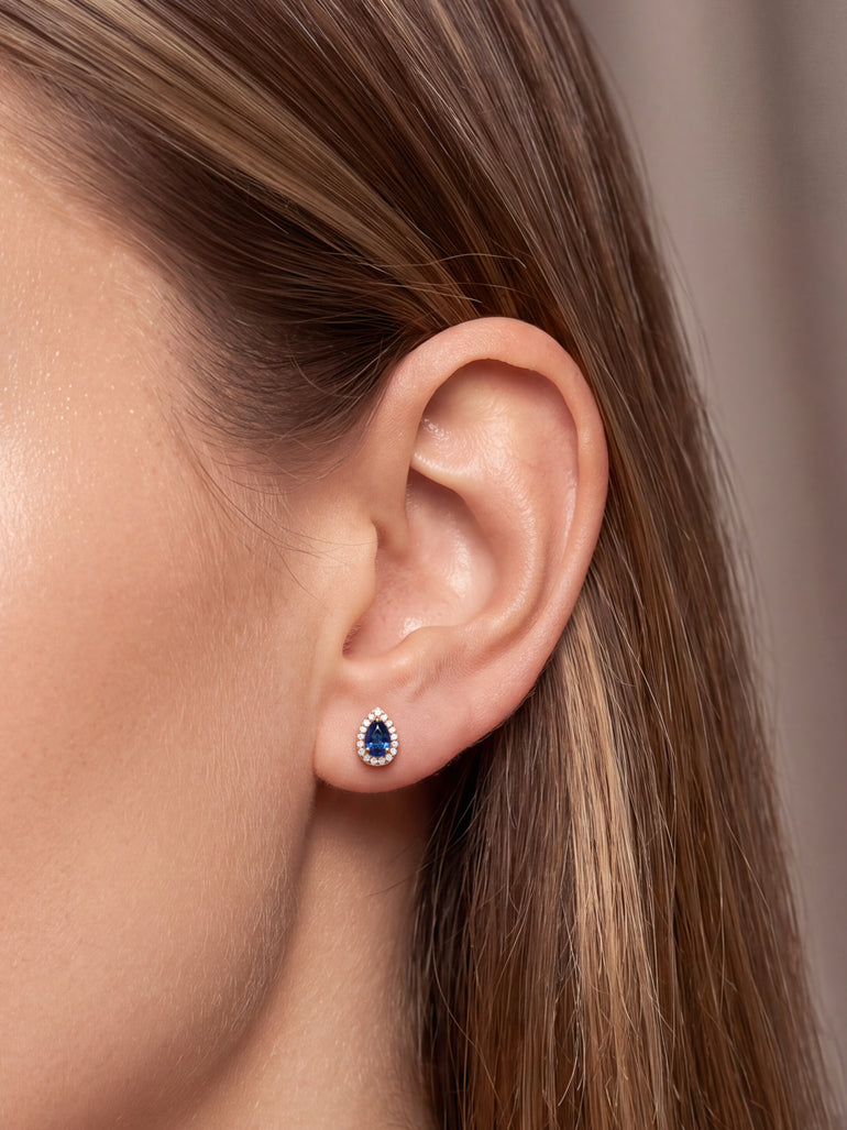 Par Arete Mini Gota Azul Zirconias