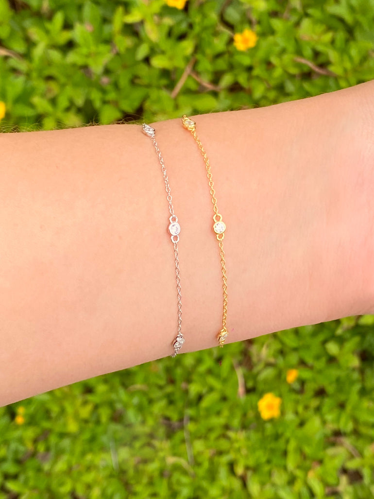 Pulsera Tres Zirconias Con Bisel