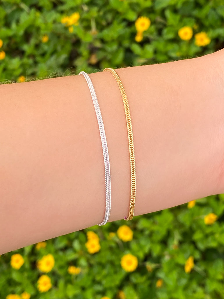 Pulsera Delgada Eslabon Espiga