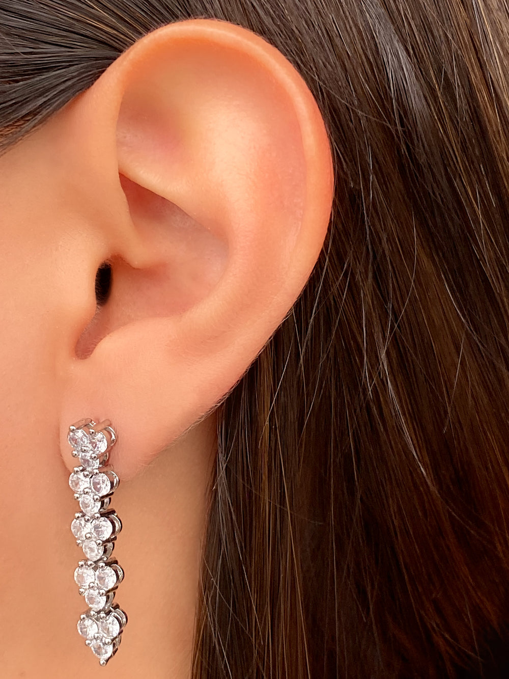 Par Arete Tira Trébol Con Zirconias