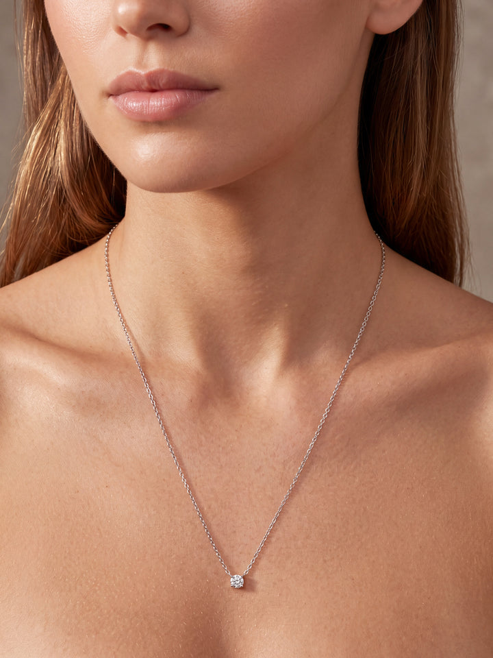 Collar Solitario Corte Round 0.3 Ct Diamante Lab Grown