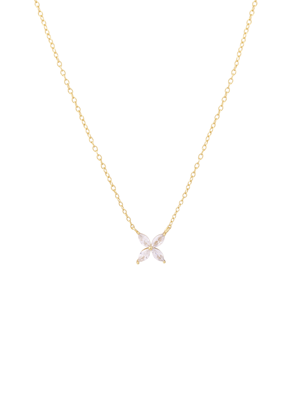 Collar Dije Cuatro Petalos Zirconias