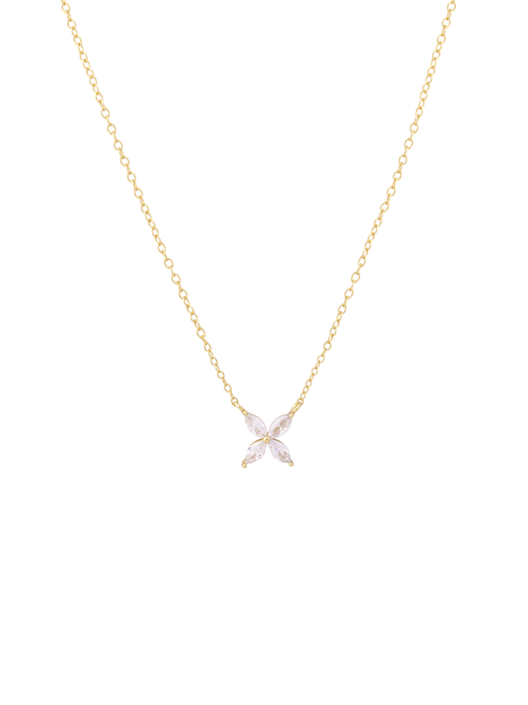 Collar Dije Cuatro Petalos Zirconias