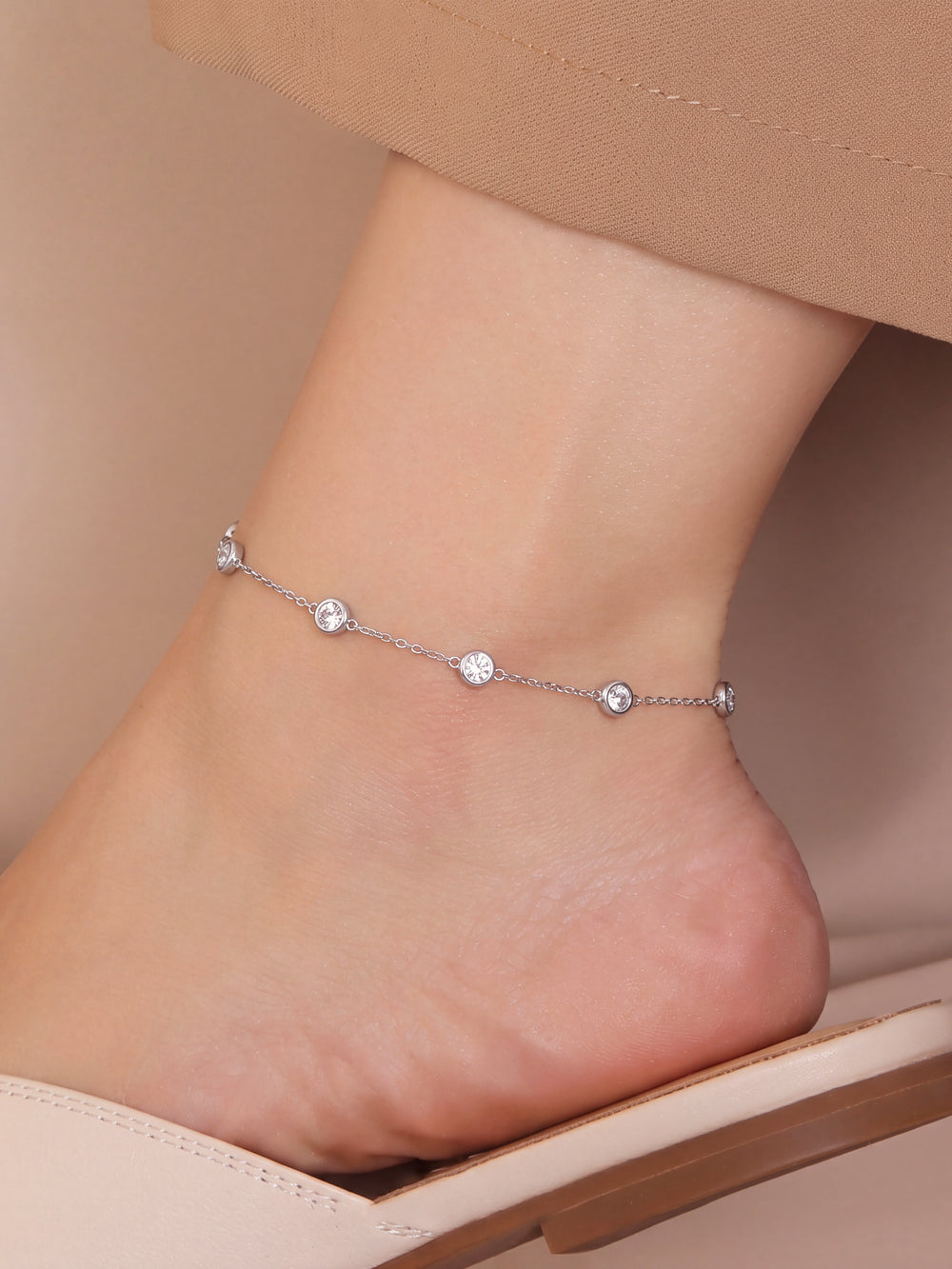 Tobillera Con Zirconias Bisel