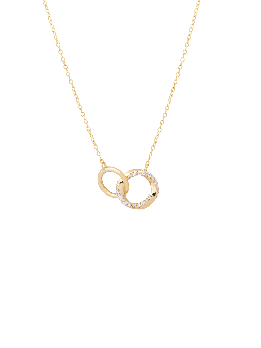 Collar Dije Doble Circulo Enlazado Zirconias
