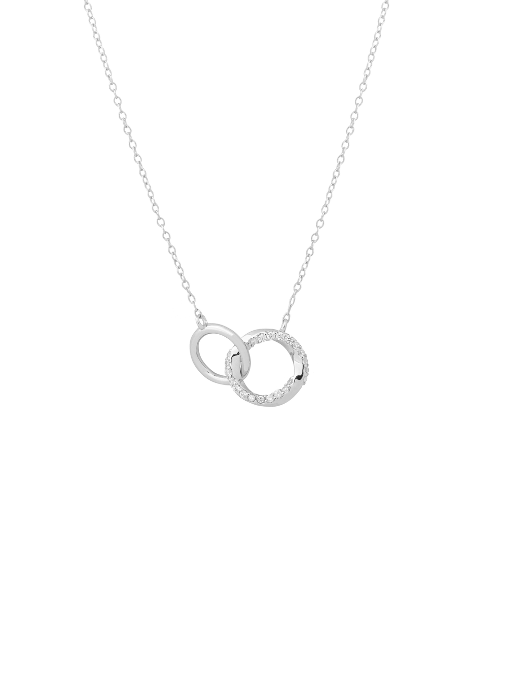 Collar Dije Doble Circulo Enlazado Zirconias