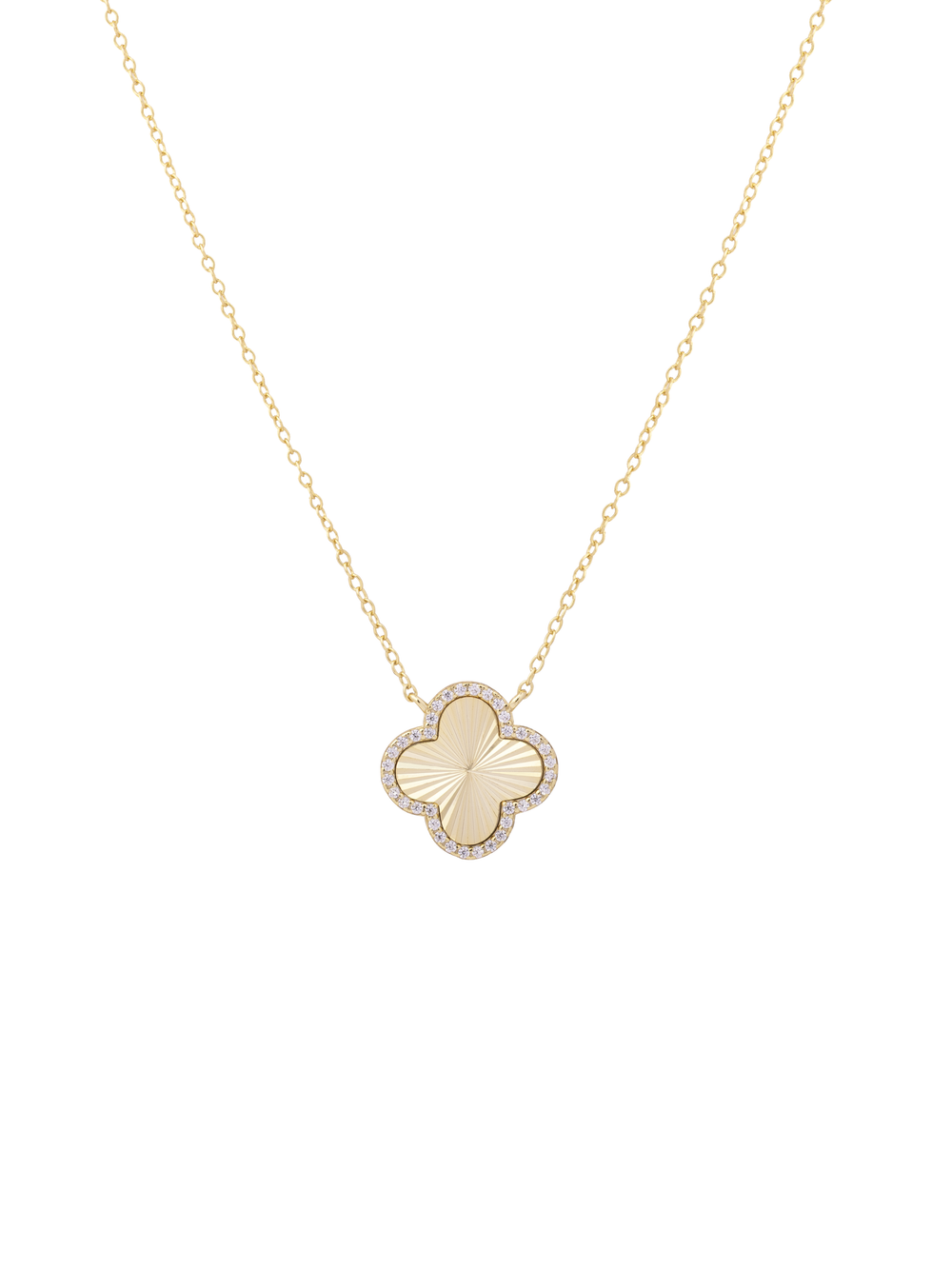 Collar Dije Trebol Contorno Zirconias