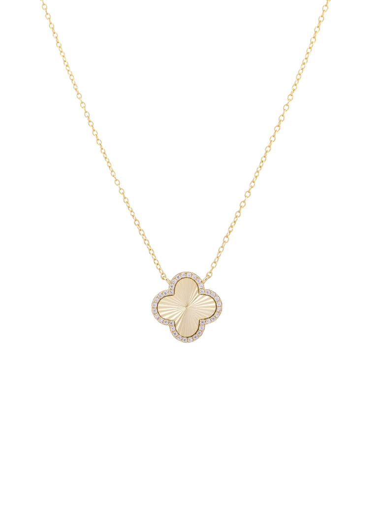 Collar Dije Trebol Contorno Zirconias