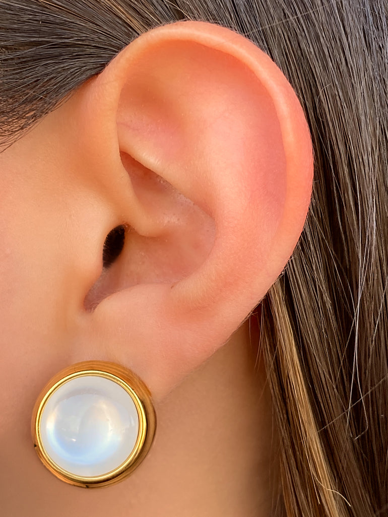 Par Arete Circulo Con Piedra